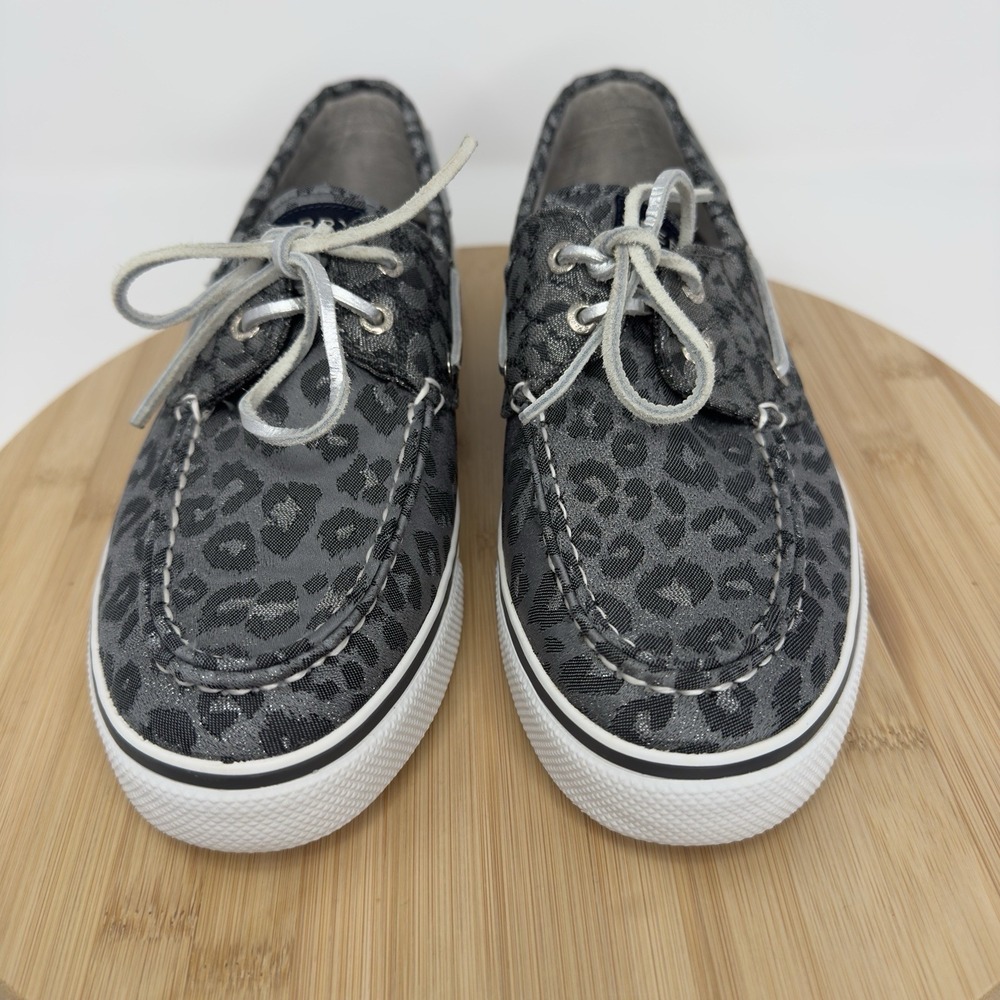 Sperry Top-Sider Shoes Womens Size 9.5 Gray Leopard Print Boat Shoe Flats - Picture 3 of 10